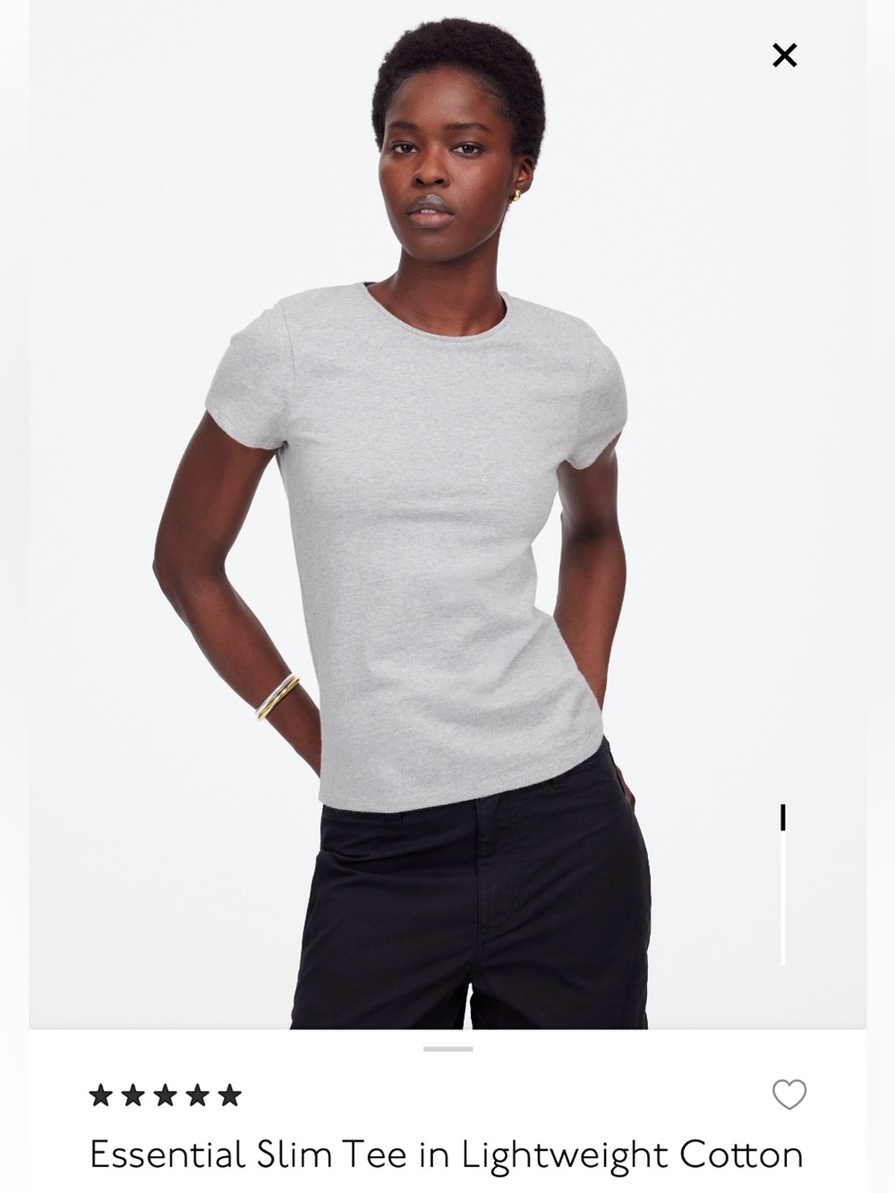 Madewell Essential Slim Tee in Light Weight Cotton NWT Gray M